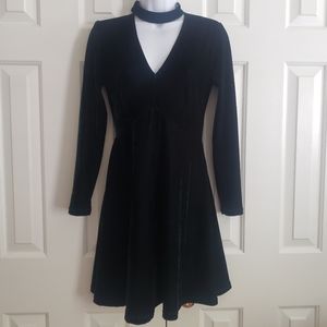 Vintage Dress Y2K Velvet Fit and Flare S Mini 90s Goth Vamp Whimsigoth Holiday